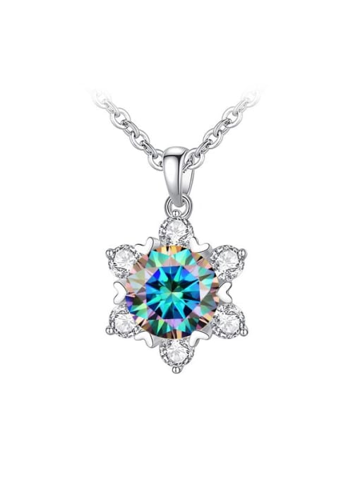 1.0 Ct  [multicolored Morsang diamond] 925 Sterling Silver Moissanite Flower Dainty Necklace